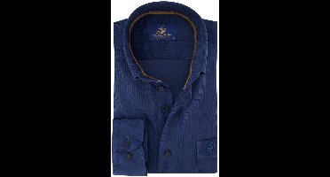 Blauw corduroy Eden Valley overhemd normale fit blauw