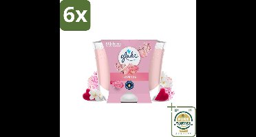 Glade - Geurkaars I Love You - 100% Raapzaadwas - 204 g - Voordeelverpakking - 6 stuks - Bloemen geur - Perzik geur