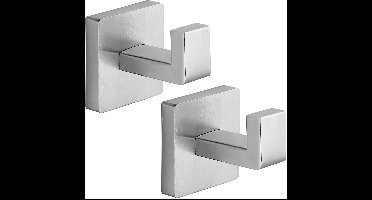 2 stuks - Handdoekhaakjes - Handdoekhaken2 stuks - handdoekhaken - Handdoekhaken - Punch-hole type - Multifunctioneel - Wandhaken - 304 roestvrij staal - Vierkant - Voor het ophangen van jassen, kledingstukken, kledinghaken - grijs