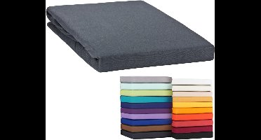Jersey Hoeslaken Katoen Stretch voor Matras 140x200 tot 160x220 cm Antraciet - Strijkvrij