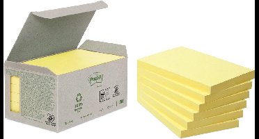 Memoblok Post-it 655-1B recycled 76x127mm canary yellow 6 stuks