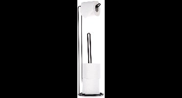Vilde - Vrijstaande Toiletrolhouder - Metaal - Zwart - 54 cm