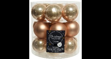 Decoris Kleine kerstballen - 36x st - toffee bruin - D4 cm - glas - kerstversiering