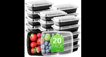 20x Mini Meal Prep Containers met Deksel - 350ml - BPA-vrij & Herbruikbaar - Magnetron-, Vaatwasser- & Vriezerbestendig