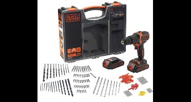 BLACK+DECKER 18V Schroef-/KLOPboormachine 2x 18V 1.5Ah accu’s 160 acc - BDCHD18BOA-QW