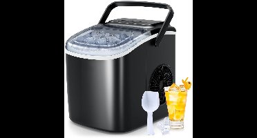 RVV® Ijsblokjesmachine - Zelfreinigende Ijsblokjesmaker - Kleine Ijsblokjesmachine - Zwart - 23cm x 30cm x 30cm