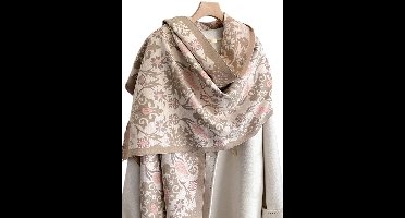 Gebreide Warme Sjaal/Omslagdoek met Fijn Patroon - 185x65cm - Leliekaki