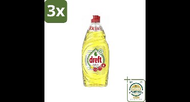 3 x Dreft Platinum Quickwash - Vloeibaar Afwasmiddel - Citroen- 625 ml - Grootverpakking - Afwasmiddel Citroen - Snel Reinigen - Vetresten Verwijderen - Vaat Reinigen - Schone Vaat