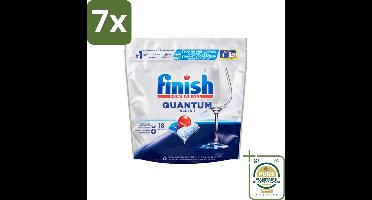 7 x Finish Powerball - Quantum All in 1 - Vaatwastabletten - Stralende Glans - 18 Tabletten - Grootverpakking - Vaatwasmiddel - Vaatwastabletten - Glanz - Reiniging - Voedselresten