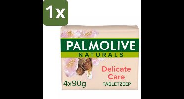 1 x Palmolive Tabletzeep Naturals Amandel Melk 4x 90 gr - Tabletzeep - Huidverzorging - Natuurlijke Zeep - Gevoelige Huid - Milde Zeep