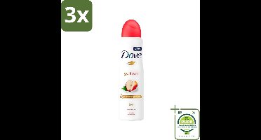 3 x Dove - Deodorant - Go Fresh Apple & White Tea - Verfrissend en fruitig - 250 ml - Grootverpakking - Dove Deodorant - Deodorant Spray - Anti-transpirant - Deodorant Appel - Deodorant Witte Thee