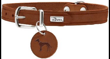 HUNTER Aalborg halsband - M - verstelbaar: 38 - 47 cm | Breedte 2,0 cm - cognac