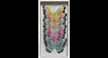 Home & Styling decoratie vlinders - op draad - gekleurd mix - 6x stuks - 8 cm - Lente - Zomer - versiering