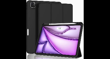 Tablet Hoes Geschikt voor iPad Air 13 Inch Hoes Zwart - Tri-fold Tablet Hoesje Case, iPad Air M4 (2026) iPad M3 (2025) / Air 13 inch (2024) M2 Trifold Stand Smart Case