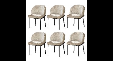 Eetkamerstoelen – Stoelen – Dining Chairs – Zwarte Poten Stoelen – Witte Stoelen – Ergonomisch Design – Comfortabele Zachte Bekleding – Set Van 6 – Duurzaam Metalen Frame – Geschikt Voor Harde Vloeren