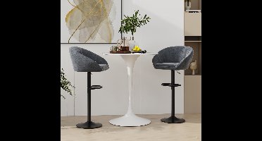 Barstoel – Barkruk – Barstoelen – Keukenstoel – Kruk – Set van 2 – Velvet Bekleding – Verstelbare Zithoogte 80-101 cm – 360° Draaibaar – Met Voetensteun