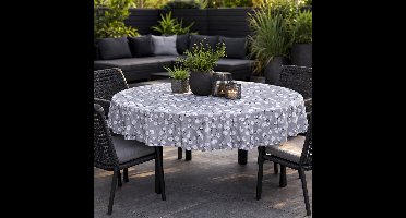 Unique Living Tafelzeil - Eucalyptus - 160CM Rond - Grijs/Wit