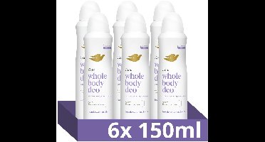 Dove Whole Body Deodorant Spray - Lavender & Camomile - de formule met frisse geur, voedende oliën en glycerine bevat 0% aluminiumzouten - 6 x 150 ml