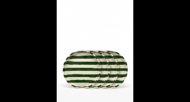 vtwonen - Borden - Gebaksbord - Strepen - Groen - Set van 4 - Keramiek - 13cm