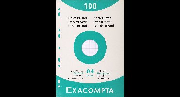 Exacompta etui 100 steekkaarten bristol geruit 5x5 geperforeerd 210x297mm - Wit - 13606E