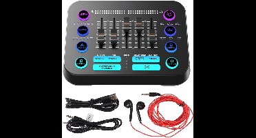 USB C Gaming Audio Mixer met RGB PC Geluidskaart voor Podcast en Live Streaming