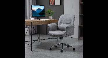 Bureaustoel – Office Chair – Draaistoel – Kantoorstoel – Bureau Stoel – Ergonomisch Design – Verstelbare Hoogte – Kantelfunctie – Microvezel – Maximaal 120 kg – Lichtgrijs – 67x69x92-102 cm