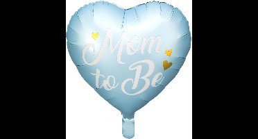 PARTYDECO - Glanzende blauwe aluminium ballon 'Mum to Be' 35 cm hartvorm