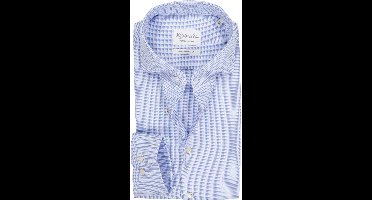 Michaelis slim fit heren overhemd - popeline - wit met lichtblbauw dessin - Strijkvriendelijk - Boordmaat: 41