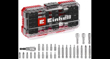 Einhell S-Case bitset 28-delig (15x 25 mm bits, 9x 50 mm bits, 3x doppen, snelwisselbithouder)