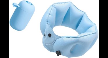 Oneay Opblaasbaar Nekkussen U-Vorm – Ergonomisch Reiskussen voor Vliegtuig, Kamperen en Outdoor Reizen – Draagbaar Reiskussen – Blauw