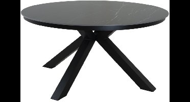 Portoro Eettafel 158 cm - Zwart-Grijs Gemarmerd Sintered Stone Blad - Moderne Diner Tafel