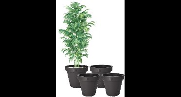 Pro Garden Bloempot - 4x - antraciet - rond - D50 cm - kunststof - plantenpot - tuin buiten