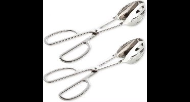 Oneay Set van 2 – Roestvrijstalen voedseltangen – Ideaal voor koken, buffetten, feesten en catering – Extra dikke uitvoering – Veelzijdige keukentangen