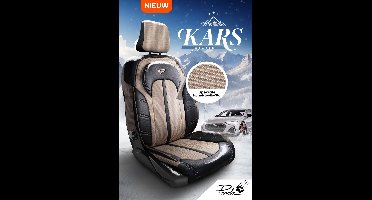 Stoelhoezen Audi A4 2019 – heden – Kars series - Beige zwart - hanentand (houndstooth) stof – ontworpen voor een naadloze aansluiting (Voorstoelen set 2 voorstoelen)