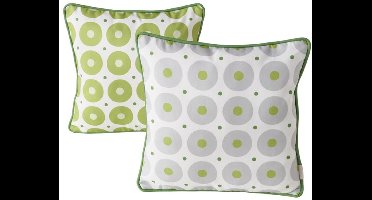 Boltze - Sierkussen - Set van 2 - Geometrisch - Groen en Wit - 45x45 cm - Outdoor & Indoor - Met Rits