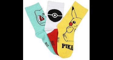 Pokémon Sokken Kinderen – 3 Paar – Pikachu – Maten 23/26 – Katoenmix – Officiële licentie