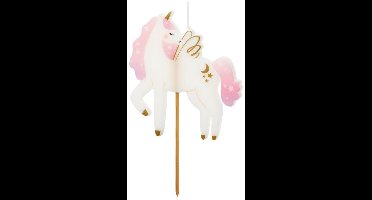 Roze Eenhoorn Kaars 9cm - Feestelijke Taartdecoratie