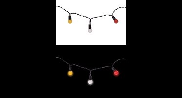 Verlichting rood/wit/geel 6 meter - 50 lampjes - Carnaval thema feest festival Verlichting optocht