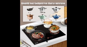 Core® Elektrische Kookplaat 4 Pits - Elektrische Fornuis - Elektrische Kookplaat Vrijstaand - 4 Kookzones - Kinderslot - Zwart - 68cm x 63cm x 11cm