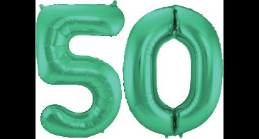 Folat Verjaardag Leeftijd folieballon - 50 jaar - groen - 86 cm - cijferballon groot - Abraham / Sarah