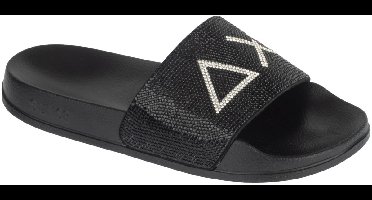 SUN68 Slippers Strass Logo, Vrouwen, Zwart, Slippers, maat: 40