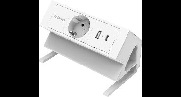 Fellowes Power Desk – Opbouw Stroomvoorziening voor Bureau – 1x Stopcontact + USB‑A & USB‑C – Bureaubladklem 10–45 mm – 2m Kabel – 5 Jaar Garantie