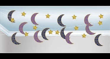 RIETHMULLER - 6 papieren slingers manen en sterren duizend-en-één-nacht 2,13 m oosterse decoratie