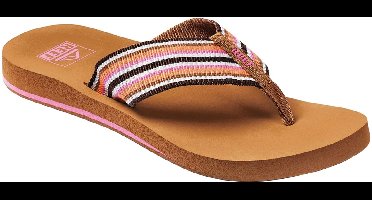 Reef Spring Woven Smoothie Stripe Dames Slippers - Cognac/Roze - Maat 40