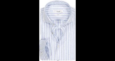 Profuomo slim fit heren overhemd - Oxford - lichtblauw met wit gestreept - Strijkvrij - Boordmaat: 44 (EU maat: XL)