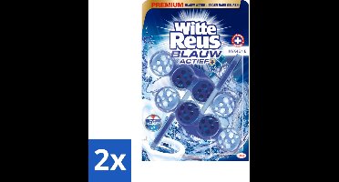 2 x Witte Reus Toiletblok Blauw Actief Hygiëne 2 stuks per verpakking - Toiletblok - Hygiëne - Reinigend Schuim - Blauw Water - Kalkaanslag