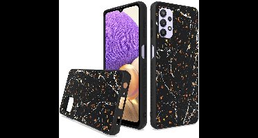 Siliconen Back Cover Hoesje met print geschikt voor Samsung Galaxy A23 (4G/5G) | Keramisch Zwart Backcover Beschermhoes Achterkant | Marmer Black