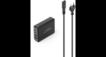 Laadstation 4 poorten, GaN/PD, 2xUSB-C/2xUSB-A,65W,zwart