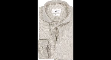Profuomo regular fit heren overhemd - twill - beige - Strijkvrij - Boordmaat: 39