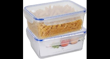 Excellent Houseware Vershoudbakje - 2x - 2200 ml - transparant - kunststof - 23 x 16 x 9,5 cm - Luchtdicht afgesloten